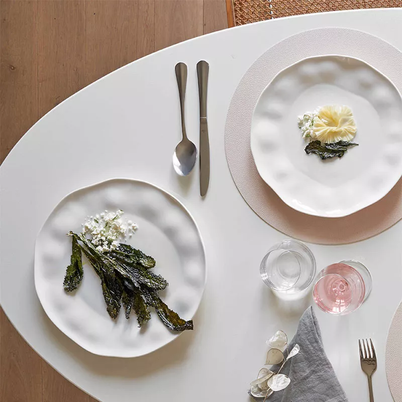 Lot De 4 Assiettes à Dessert En Porcelaine - Diamètre 20cm, Motif Gaufré - Bleu, Sans Plomb Ni Cadmium - Lave-vaisselle