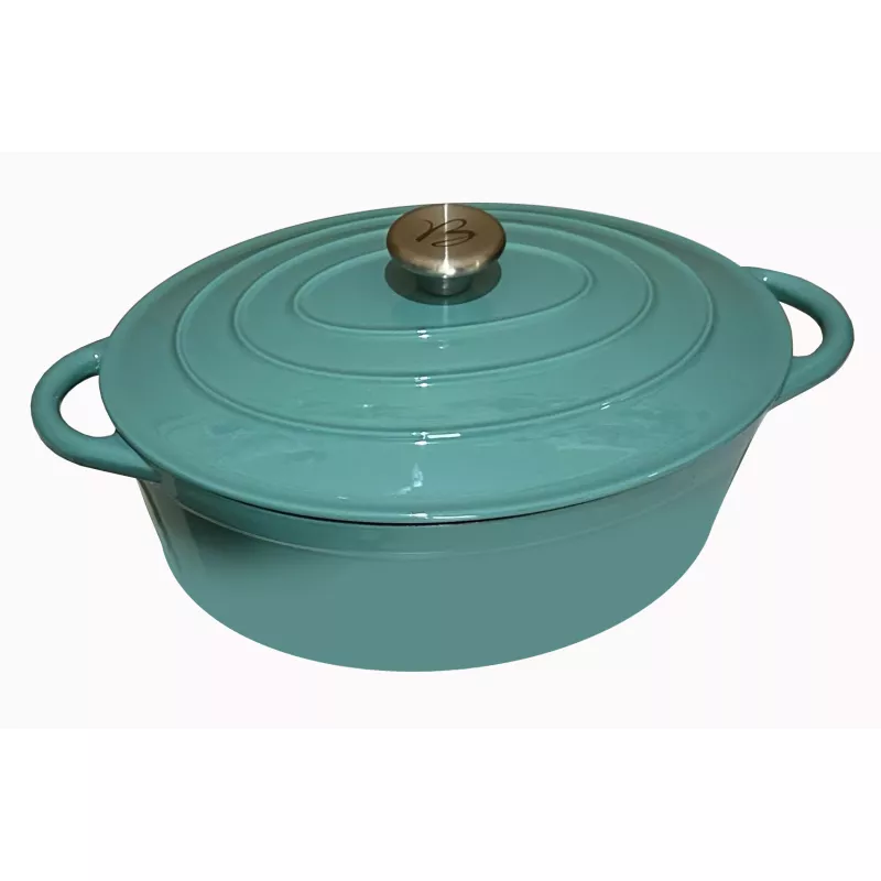 Grande Cocotte Ovale En Fonte émaillée Bleue - 29 Cm - Fabrication Française
