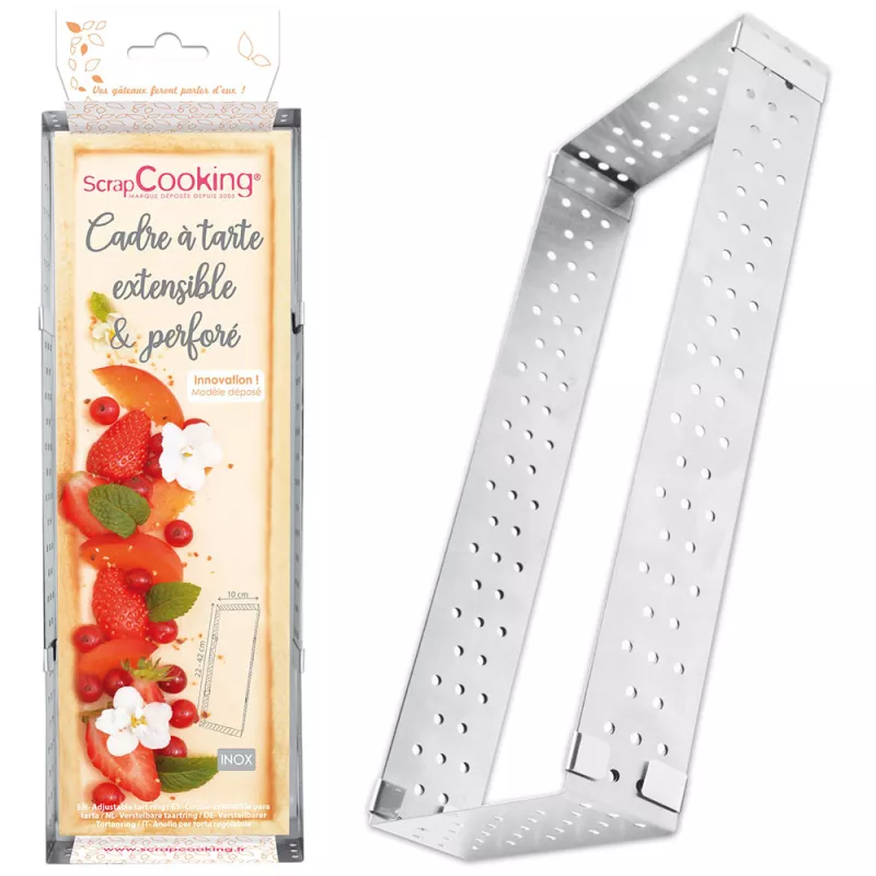 Cadre à Pâtisserie Perforé Argent 22 Cm - Moule Rectangle Pour Entremets, Desserts Et Gâteaux - Métal Et Inox, Paris Prix