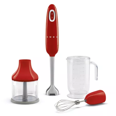 Mixeur Plongeant avec accessoires Années 50 SMEG Rouge