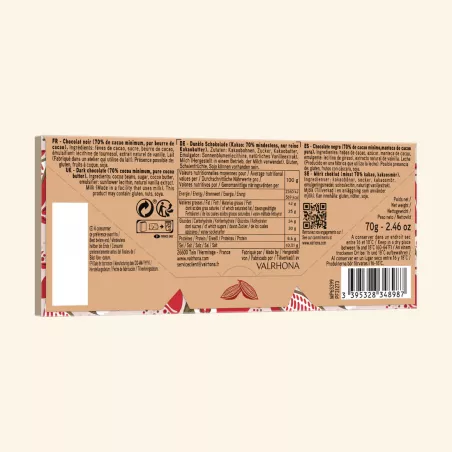 Tablette de chocolat Valrhona  70G Guanaja 70%