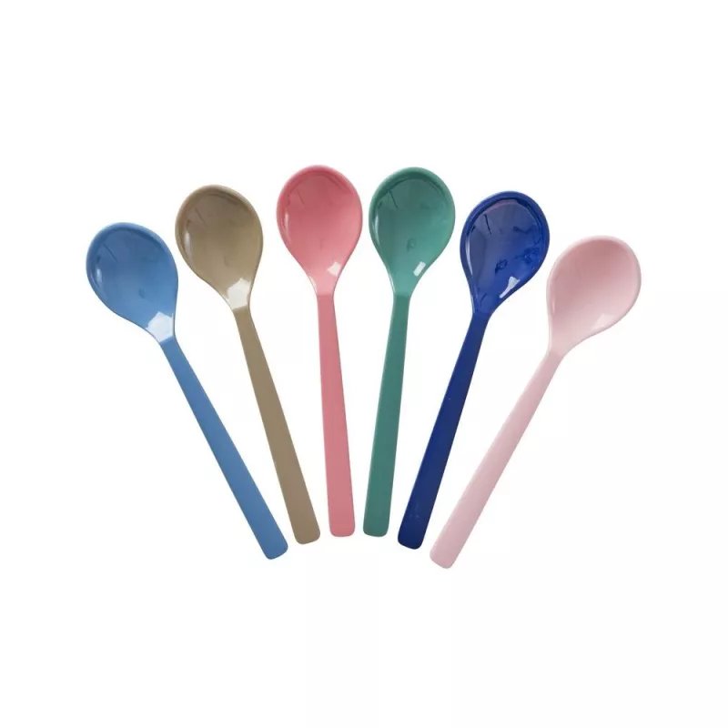 Rice Lot De 6 Cuillères à Café En Mélamine - Couleurs Classiques Vives (Rose, Jaune, Bleu, Vert)