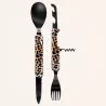 AKINOD 13H25 Set de couverts pliants multifonctions inox nomades LEOPARD finition Black