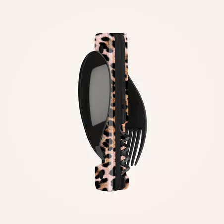 AKINOD 13H25 Set de couverts pliants multifonctions inox nomades LEOPARD finition Black