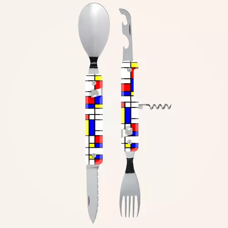 AKINOD 13H25 Set de couverts pliants multifonctions inox nomades ABSTRACTION