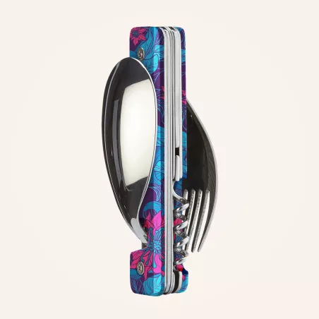 AKINOD 13H25 Set de couverts pliants multifonctions inox nomades HIBISCUS