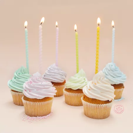 Bougie Gâteau 12pcs torsadées longues pastel ScrapCooking