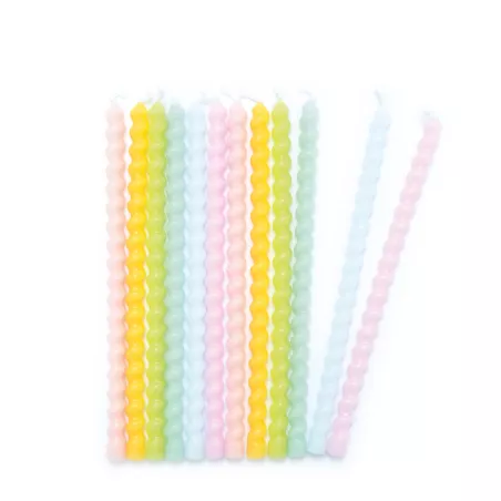 Bougie Gâteau 12pcs torsadées longues pastel ScrapCooking