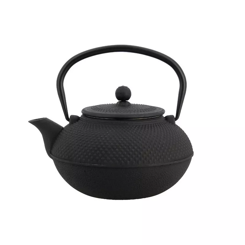 Théière En Fonte Lacor 1 Litre – Intérieur émaillé, Filtre Acier Inoxydable – Compatible Tous Feux Dont Induction – Design Noir Classique