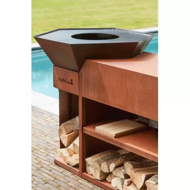 Brasero barbecue plancha Nestor Island en acier corten Barbecook