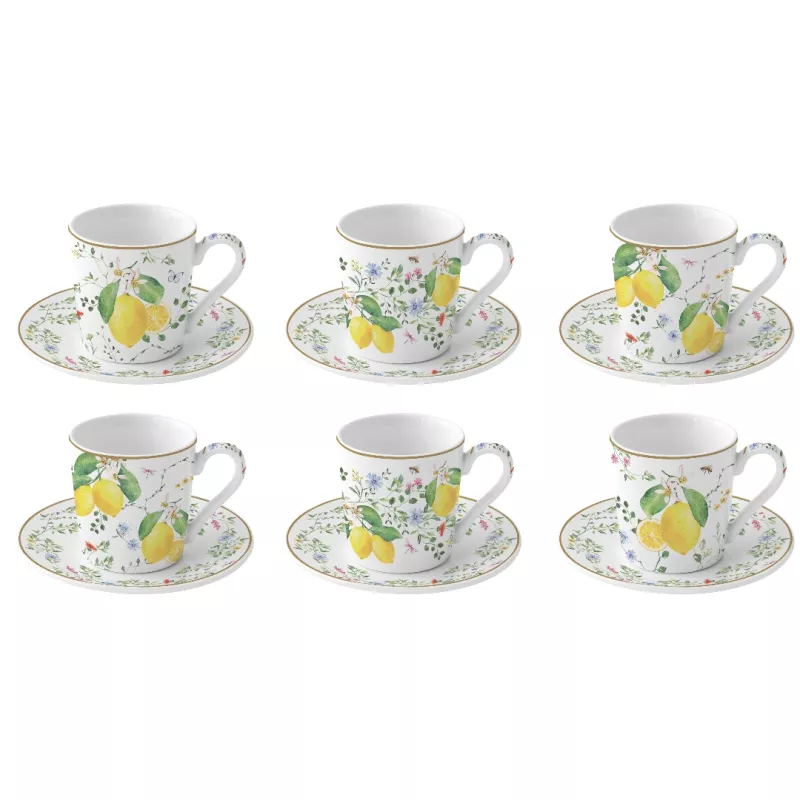 URBN-CHEF Lot 6 Mini Tasses Expresso Porcelaine Colorées 60/180 Ml – Mots Positifs & Lave-Vaisselle