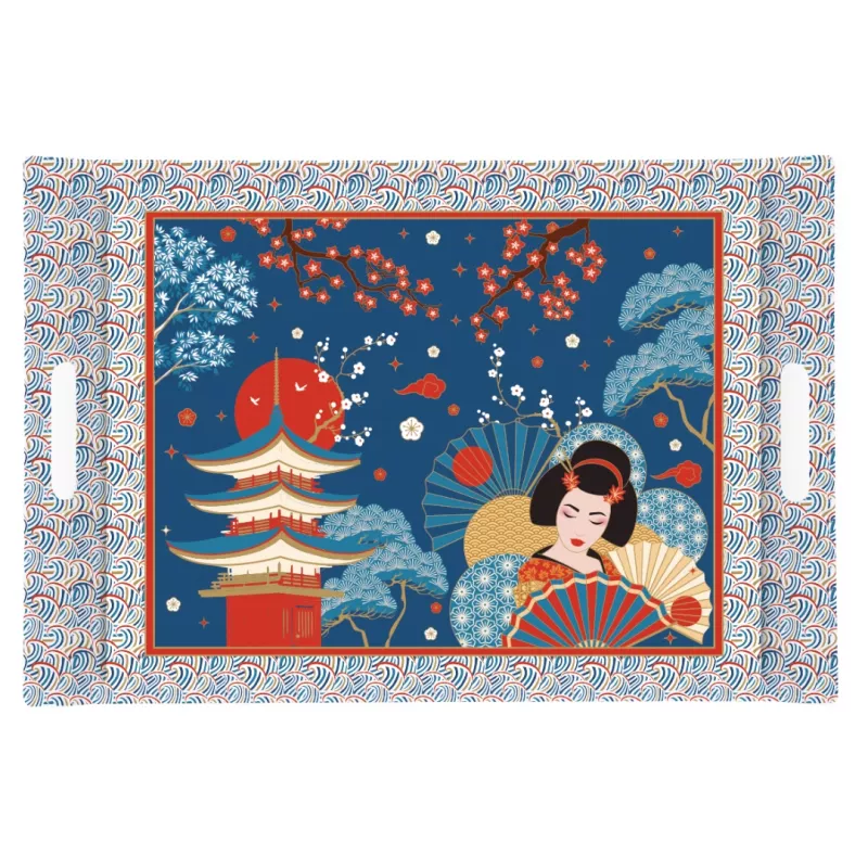 Grand plateau en métal Rice rond rose et bosselé - 52 cm