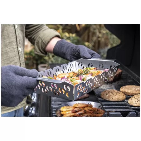 Grille Barbecue Inox Carrée 26x44 Cm - Grille De Cuisson Extérieure Pour Restaurants, Hôtels Et Repas En Plein Air