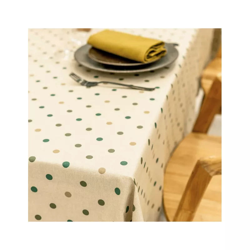 LORETTE Nappe 70% coton 30% polyester enduit 250X150 Emeraude SUD ETOFFE