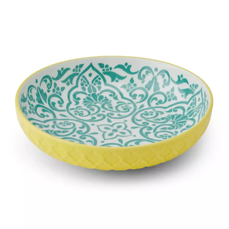 Bowl Assiette creuse en Grès D21 MIKASA géométrie jaune et bleue Kitchencraft
