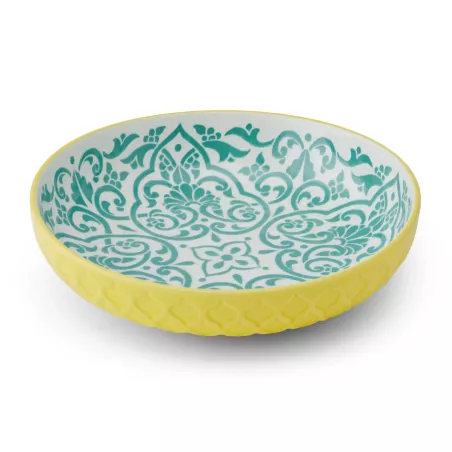 Bowl Assiette creuse en Grès D21 MIKASA géométrie jaune et bleue Kitchencraft