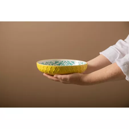Bowl Assiette creuse en Grès D21 MIKASA géométrie jaune et bleue Kitchencraft