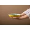 Bowl Assiette creuse en Grès D21 MIKASA géométrie jaune et bleue Kitchencraft