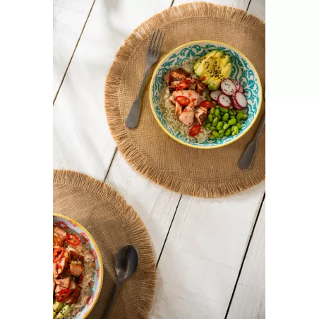 Bowl Assiette creuse en Grès D21 MIKASA géométrie jaune et bleue Kitchencraft