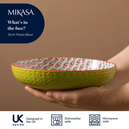 Bol Grès Géométrique Bleu Mikasa 21 Cm – 900 Ml – Design Moderne & Polyvalent