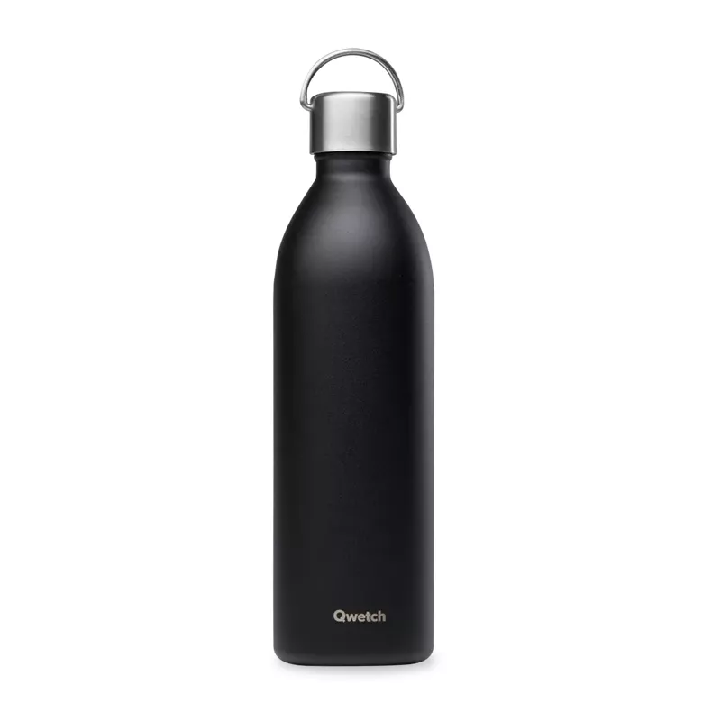 ACTIVE | Bouteille Isotherme Double Paroi En Inox Avec Poignée Qwetch 1 L Noir