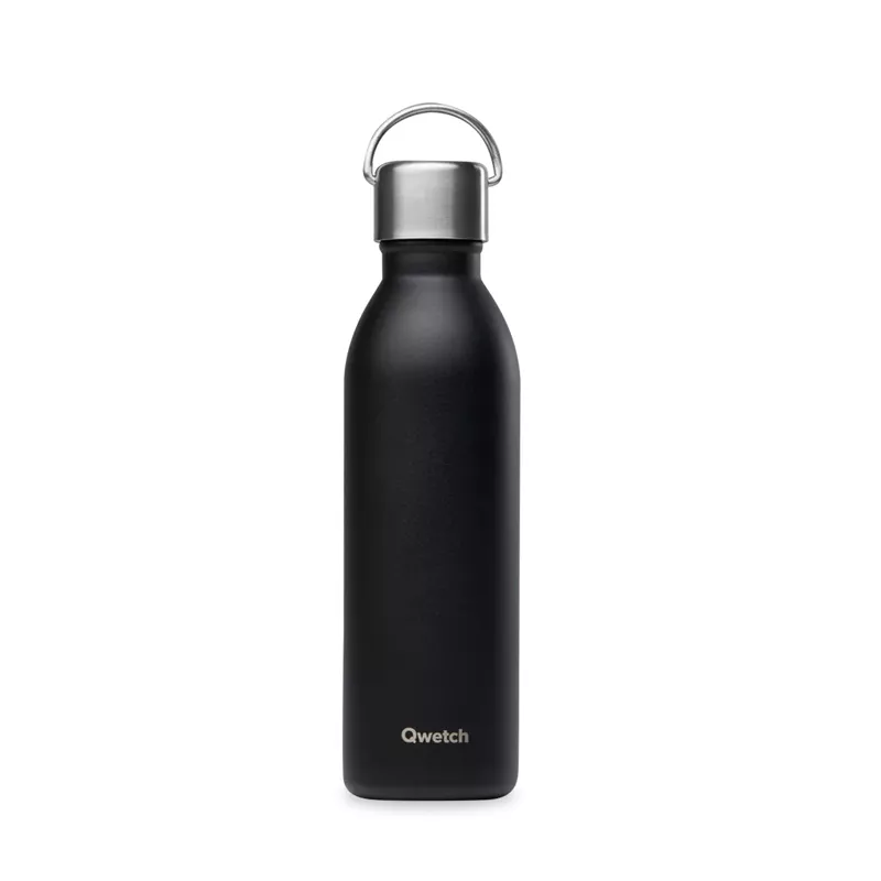 ACTIVE Bouteille isotherme double paroi en Inox avec poignée Qwetch 600 ml noir