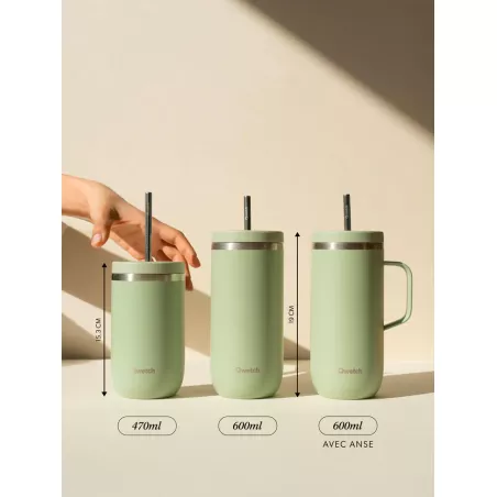 COLD CUP isotherme double paroi en Inox Qwetch 470 ml Vert Tilleul