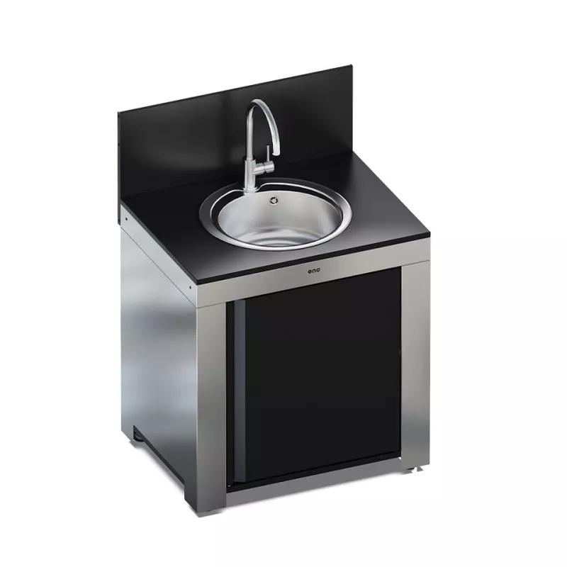 MODULO Pack Cuisine extérieure Elément Évier Inox + Acier galvanisé Noir ENO