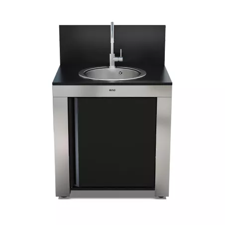 MODULO Pack Cuisine extérieure Elément Évier Inox + Acier galvanisé Noir ENO