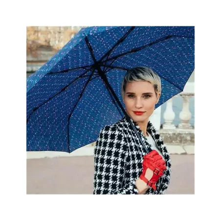 SMATI Parapluie Femme - Pétales De Fleurs/Papillons Et Coccinelles - Design Français - Ouverture Et Fermeture Automatique - Baleines En Fibre De Carbone - Résistant Au Vent (Pliant