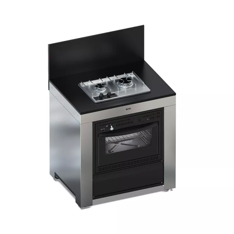 MODULO Cuisine extérieure Plaque et Four GAZ  Inox et Noir  ENO