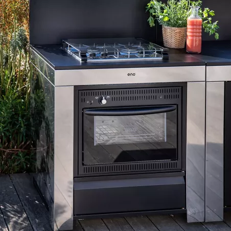 MODULO Cuisine extérieure Plaque et Four GAZ  Inox et Noir  ENO