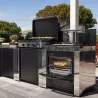 MODULO Cuisine extérieure Plaque et Four GAZ  Inox et Noir  ENO