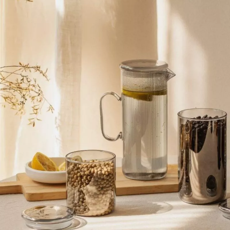 Perfk Carafe En Verre Doré En Verre à Eau Avec Couvercle En