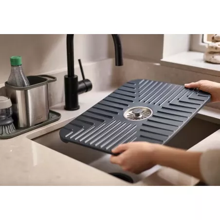 Tapis D'évier Pliable En Silicone Résistant à La Chaleur Pour Plus D'espace De Comptoir, Organisateur D'évier Pour Outils De Beauté (noir