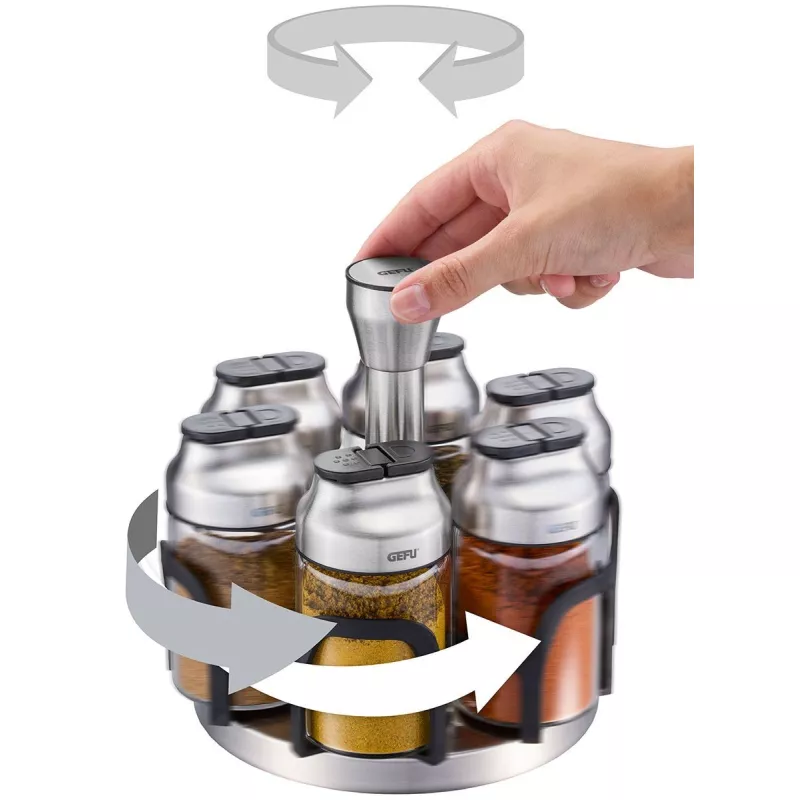 Porte-Épices Rond En Inox Avec 7 Coupelles - Organisateur De Cuisine - Occasion