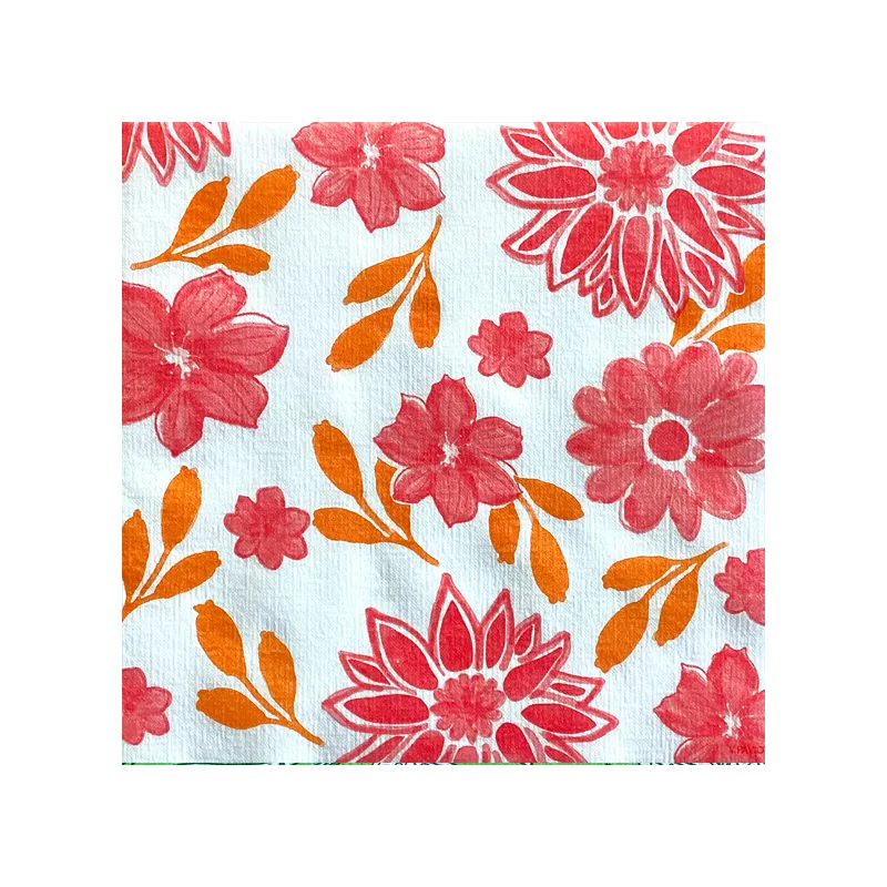 Francoise Paviot Lot De 20 Serviettes De Table Intissé 40x40cm Sapin De Noël - Blanc Vert Rouge