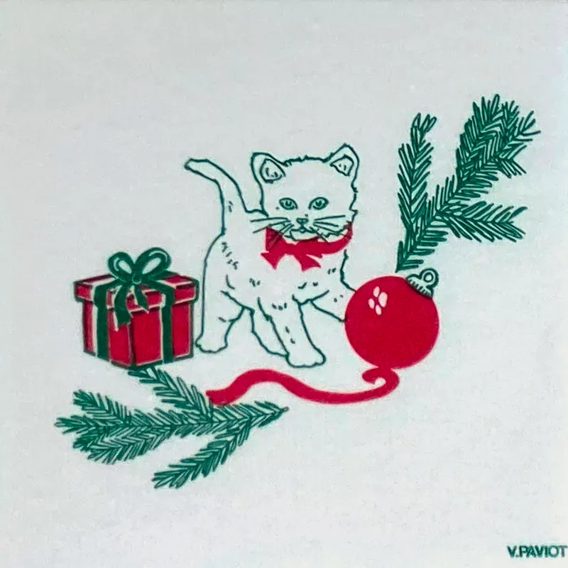 Lot De 20 Serviettes De Table Intissé Francoise Paviot 40x40 Cm - Beau Sapin Rouge
