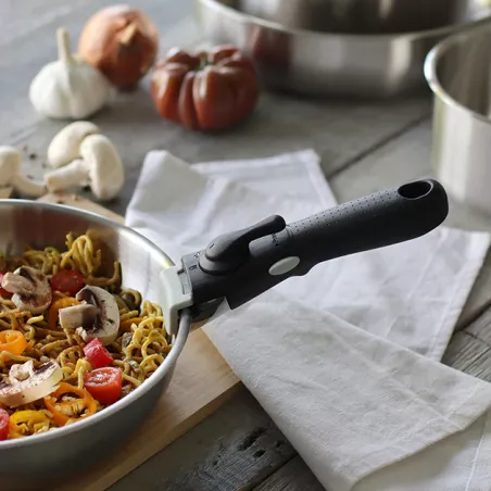 Poignée Amovible Pour Casserole - Anti-Brûlure, Compatible Avec La Plupart Des Ustensiles De Cuisine (ABS + Acier Inox)