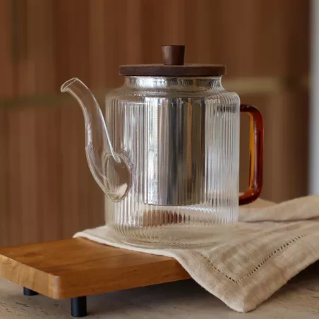 Bouteille à Thé Navaris En Verre Borosilicate - 240mL Avec Filtre Inox Et Housse De Transport