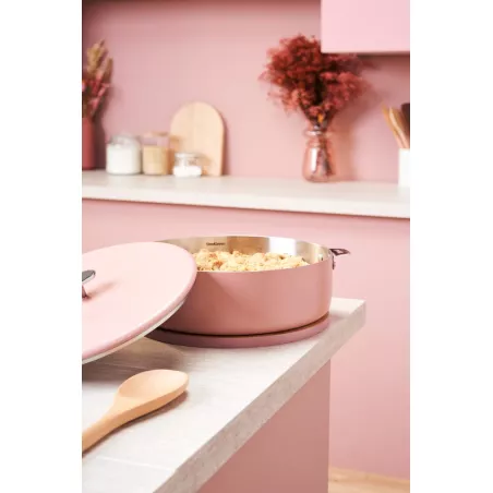 La Merveilleuse Sauteuse Cookut inox 28 cm amovible - Rose guimauve