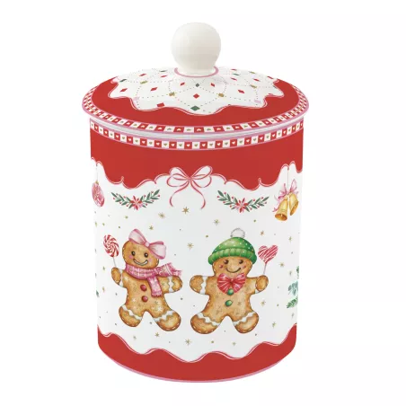 Easylife - Coffret Cadeau Plat à Cake En Porcelaine 37 X 14 Cm Fancy Gingerbread - Idéal Pour Pâtisserie
