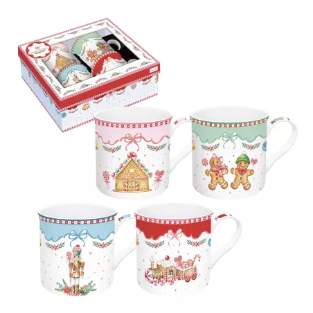 Boîte En Porcelaine Easy Life Sweet Christmas 11,5x18 Cm - Rangement Décoratif Pour Biscuits Et Bonbons De Noël | Lavable Au Lave-vaisselle
