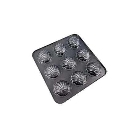 Lot De 2 Moules à Madeleines Silicone MARUKO - 9 Trous - Gris Carbone - Neufs