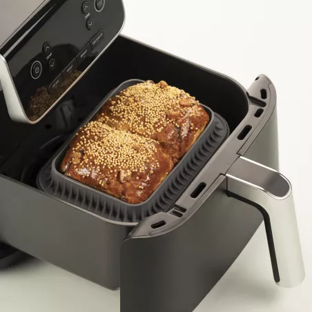 Set Moule Carré 20 Cm + Grille Inox Pour Air Fryer XL/XXL - Antiadhésif Sans PFAS, Résiste Jusqu’à 230°C - Pour Gâteaux, Légumes, Viandes - 13
