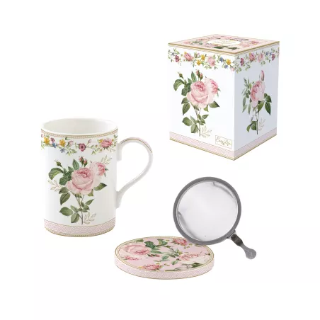 Thème Tropical Déco Coffret Tisanière 35cl En Porcelaine Avec Filtre Inox - Design Ambiance Tropicale | Théière élégante Coffret Infusion Décoratif